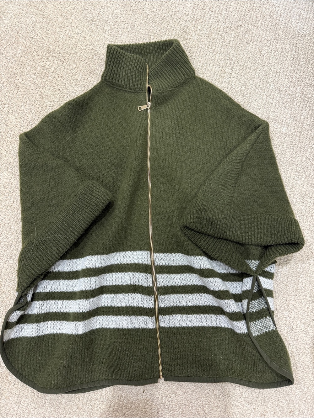 Anthropologie Sporty Bordered Zip-Up Knit Jacket